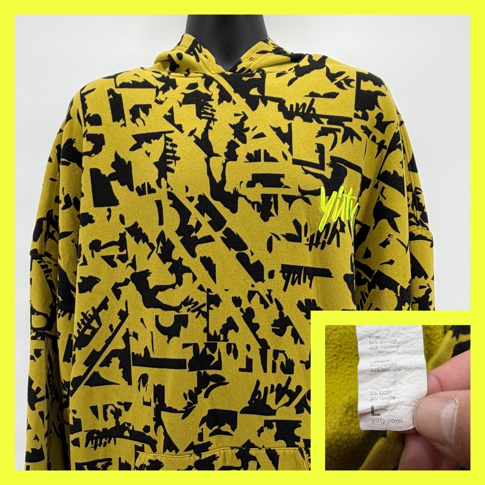 Yitty‎ by Lizzo Major Label Oversized Hoodie Graffiti Neon Yellow Chartreuse L
